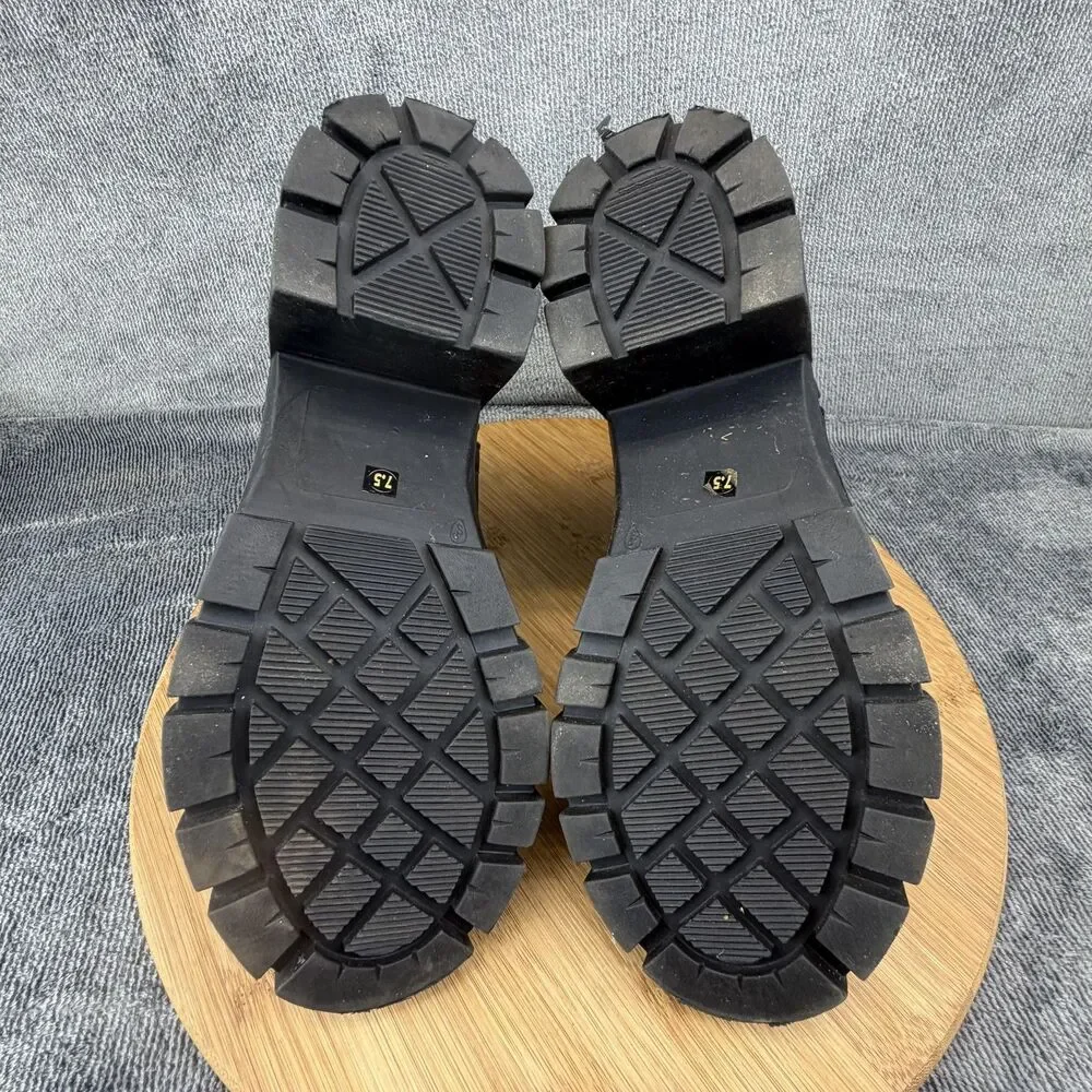 True Religion Boots Womens Size 7.5 Black Chelsea Ankle Lug Sole Block Heel - Picture 8 of 11